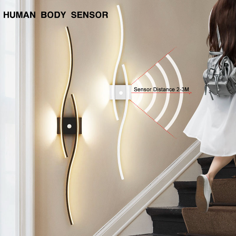Motion Sensor Pir Wired - ไฟติดผนัง LED พร้อมเซ็นเซอร์ตรวจจับการเคลื่อนไหวสำหรับทางเดินในอาคาร โคมไฟติดผนังแบบต่อสายไฟตรงพร้อมเซ็นเซอร์ PIR ตรวจจับการเคลื่อนไหวของมนุษย์