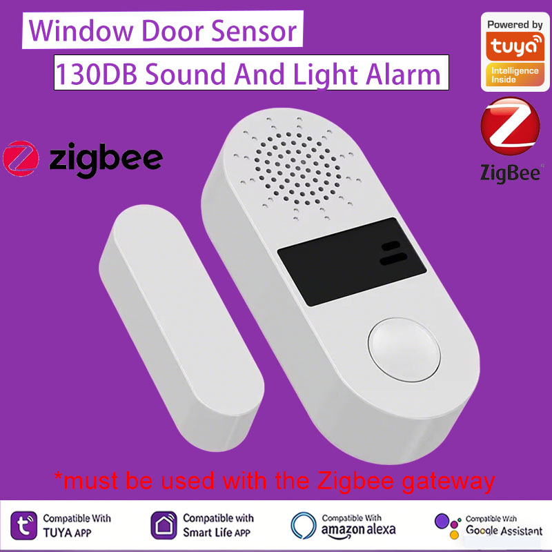 Home Automation Ideas - เซ็นเซอร์ตรวจจับประตูหน้าต่างไร้สาย Tuya Zigbee พร้อมเสียงเตือน 130DB แจ้งเตือนผ่านแอป