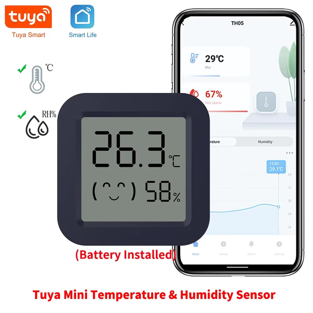 Temperature Humidity Sensor - เครื่องวัดอุณหภูมิอัจฉริยะขนาดเล็ก เครื่องวัดความชื้น เซ็นเซอร์วัดอุณหภูมิและความชื้น แอพควบคุมระยะไกล บลูทูธไร้สาย ทำงานร่วมกับทูย่า